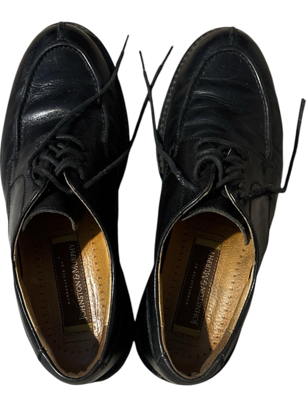 Johnston & Murphy Black Leather Lace-Up Oxfords
